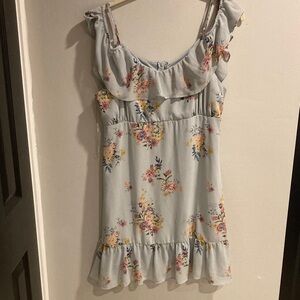 Rewind Floral Ruffle Blouse in Soft Blue